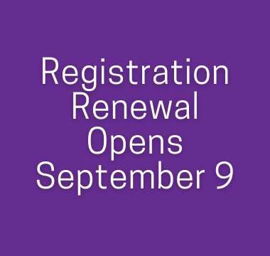 Registration Renewal Opens September 9